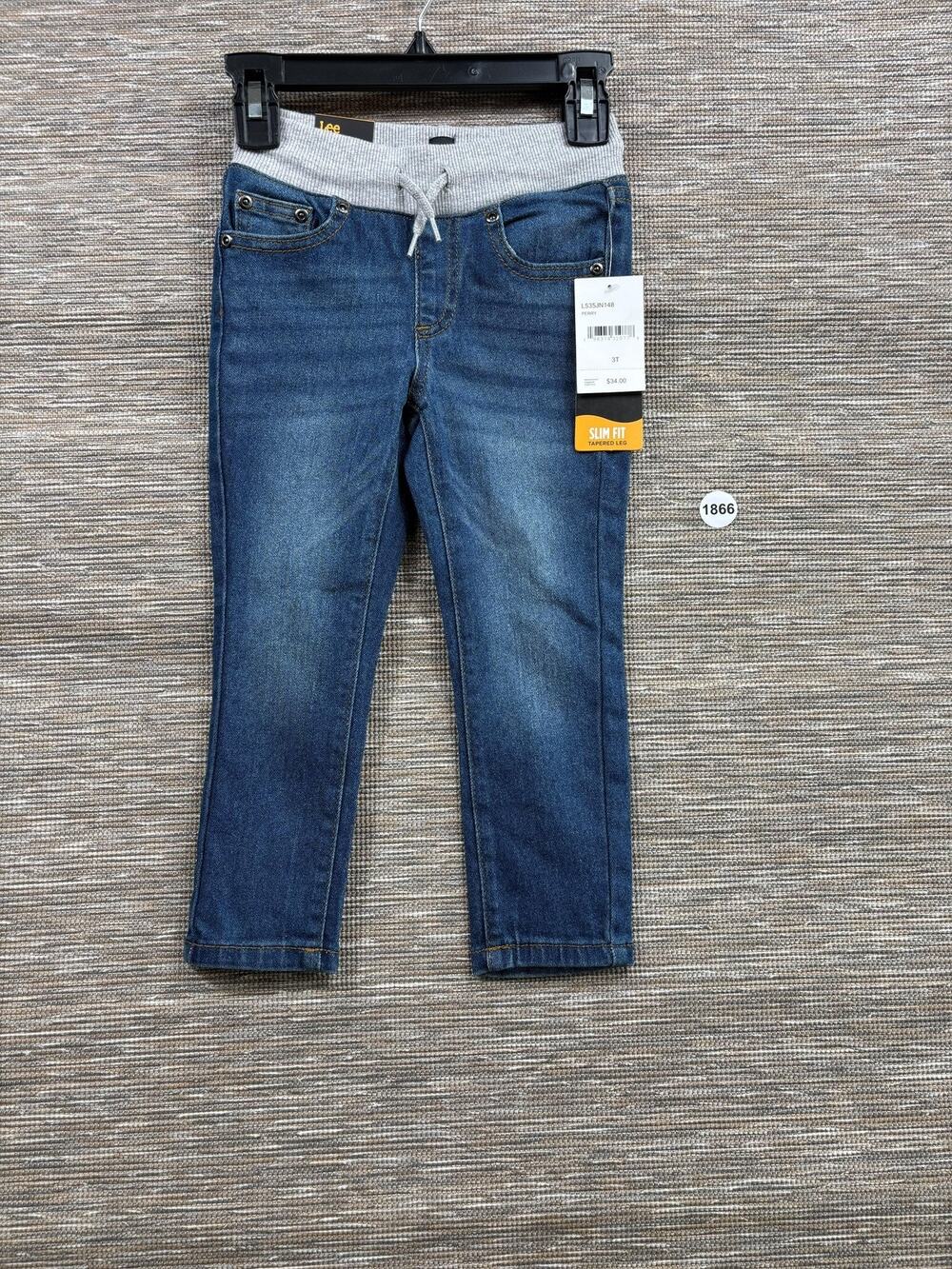 Lee Slim Fit Jeans Kids Size 3T Blue Tapered Leg Waist Stretch Denim Pull-On NEW